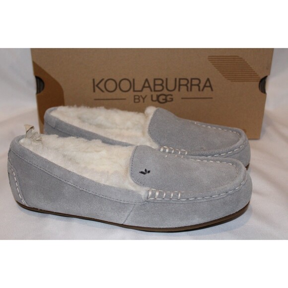 NIB UGG KOOLABURRA Women's Suede‎ Fur Lined Slippers Gray NIB - Picture 1 of 6